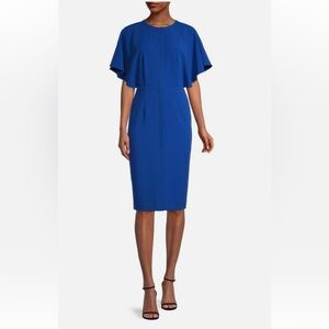 Black Halo Holland Flutter Holland Flutter Sleeve Royal Blue Midi Dress 10 K-50